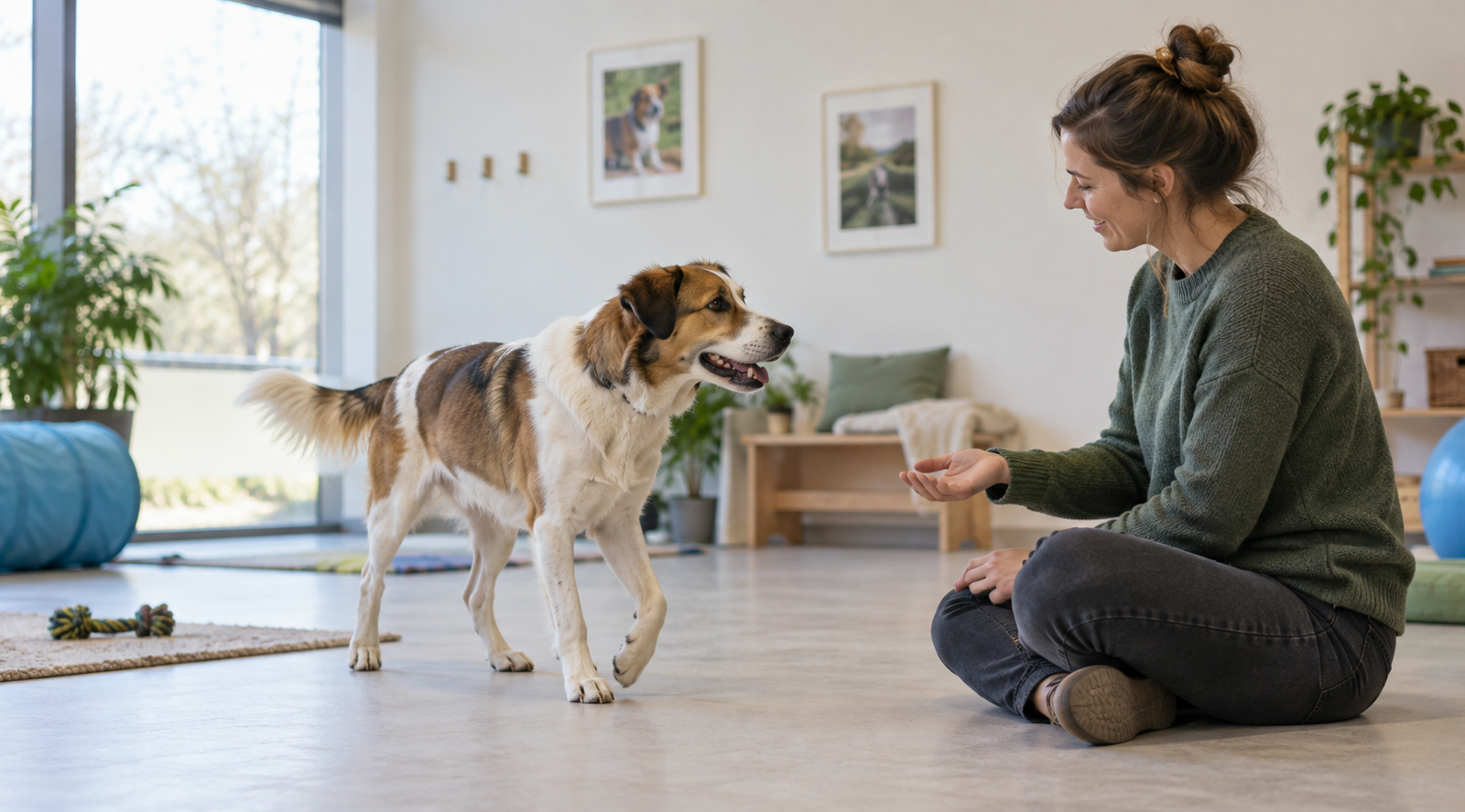 Dog during a calm behavior assessment for therapy animal work