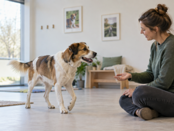 Hond tijdens een rustige gedragsbeoordeling voor therapiedierwerk